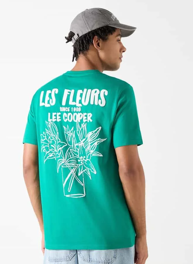 Lee Cooper Lee Cooper Printed Crew Neck T-shirt with Short Sleeves