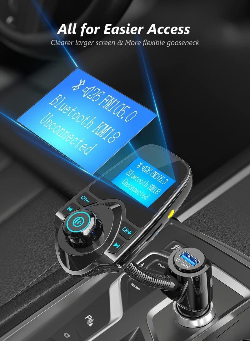 Wireless in-Car Bluetooth FM Transmitter Radio Adapter Car Kit W 1.44 Inch Display Supports TF/SD Card and USB Charger for All Smartphones Audio Players-KM18 - Image 3