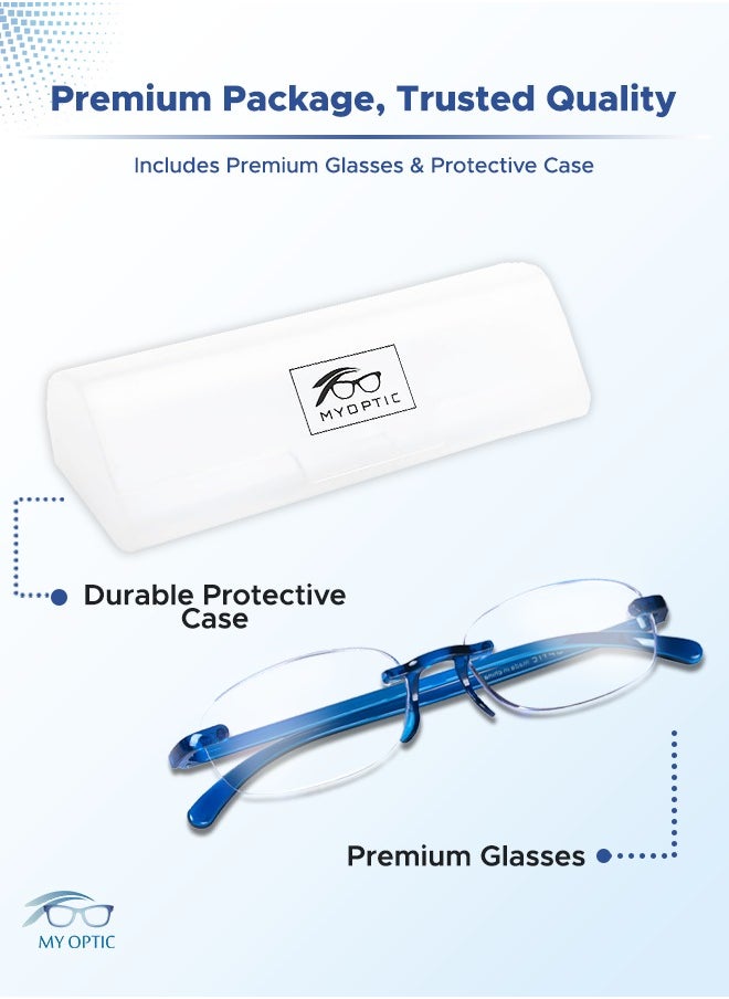 myoptic - My Optic Frameless Reading Glasses – Set of 3 (Red, Blue, Grey) | Lightweight, Durable & Scratch-Resistant | Comfortable for Men & Women - Image 1