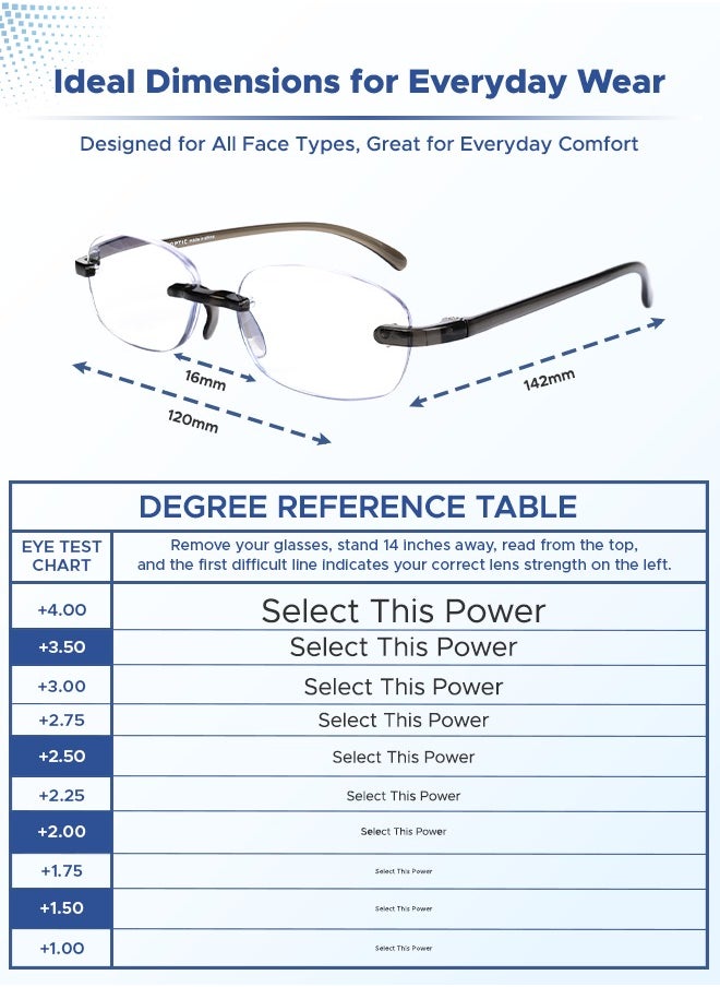 myoptic - My Optic Frameless Reading Glasses – Set of 3 (Red, Blue, Grey) | Lightweight, Durable & Scratch-Resistant | Comfortable for Men & Women - Image 1