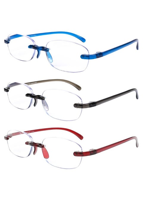 My Optic Frameless Reading Glasses – Set of 3 (Red, Blue, Grey) | Lightweight, Durable & Scratch-Resistant | Comfortable for Men & Women