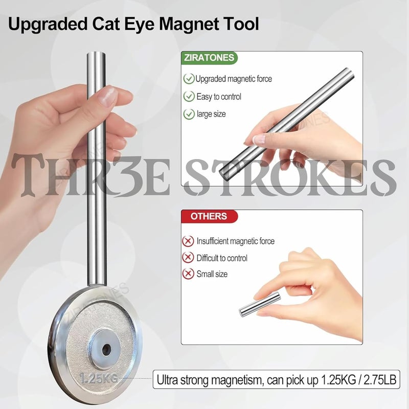 THR3E STROKES Cat Eye Magnet for Nails 59inch Super Long Doublehead Nail Polish Pen 3D Magnetic Cat Eye Gel Polish Nail Art Tool for Home DIY Salon Studio - Image 5