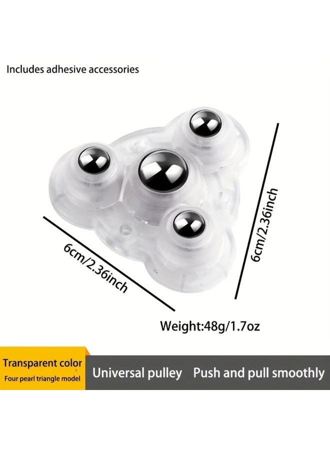 Triangular Type Self Adhesive Furniture Wheels 4 Beads No Drill Sliding Feet Single Pack - Image 1