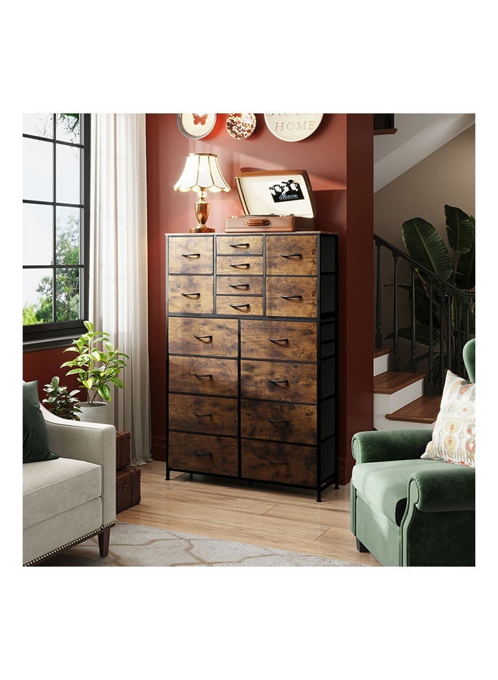 NKX 16-drawer large size Fabric model For inside Home Bed Room Storage Cabinet Brown Color 100cm - Image 3