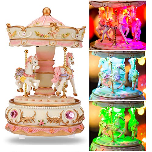 LOVE FOR YOU Gift Wrapped Music Box Carousel Horse Color Lights Unicorn Musical Merry-Go-Round for Girls Women Kids Sister Daughter Mom Granddaughter Grandma Christmas Birthday Presents Gifts - Image 2