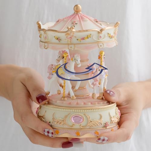LOVE FOR YOU Gift Wrapped Music Box Carousel Horse Color Lights Unicorn Musical Merry-Go-Round for Girls Women Kids Sister Daughter Mom Granddaughter Grandma Christmas Birthday Presents Gifts - Image 1