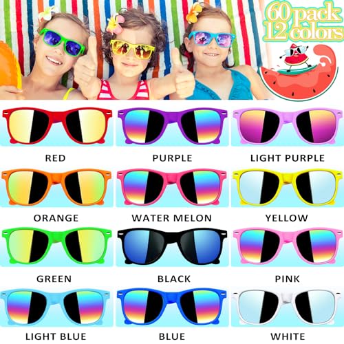 Oleitodh 60 Pcs Kids Sunglasses Bulk Party FavorsNeon Party Sunglasses for Boys Girls Summer Pool Beach Party Favors SuppliesGift for Birthday Party and Outdoor Activity Age 38 - Image 5