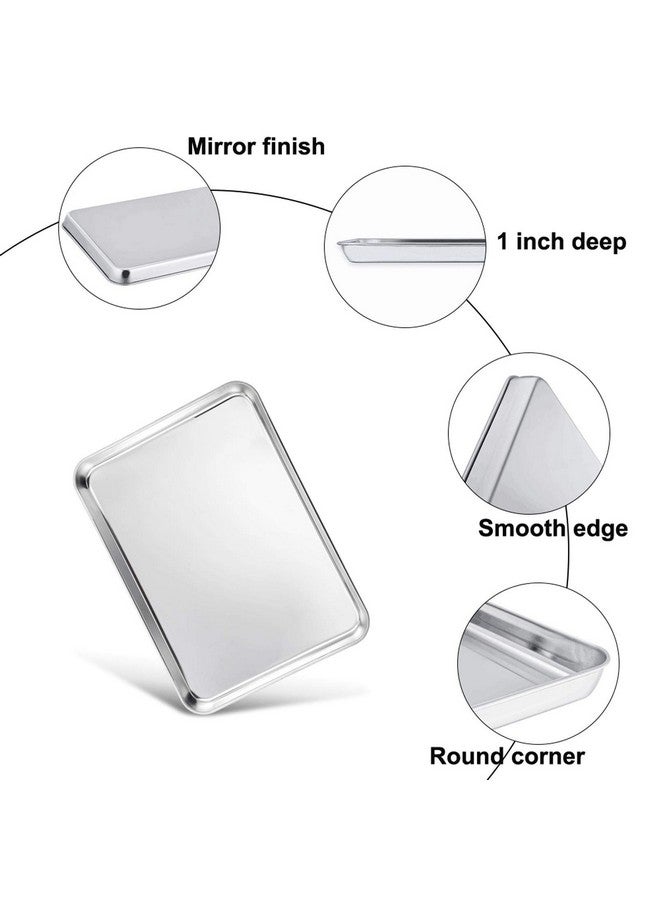 TeamFar 10.5’’ x 8’’ x 1’’ Toaster Oven Pan with Rack Set, Small Baking Pans Tray Stainless Steel with Cooling Rack Set of 4, Non-Toxic & Heavy Duty, Mirror Finish & Dishwasher Safe - Image 5