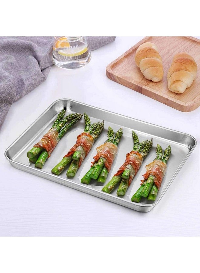 TeamFar 10.5’’ x 8’’ x 1’’ Toaster Oven Pan with Rack Set, Small Baking Pans Tray Stainless Steel with Cooling Rack Set of 4, Non-Toxic & Heavy Duty, Mirror Finish & Dishwasher Safe - Image 4