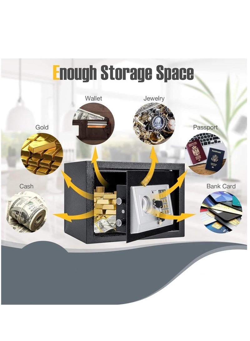 Beauenty Safe Box, Electronic Safety Box with Digital Keypad and Emergency Keys, Home Security Locker for Valuables, Jewelry, Money and Documents, Gold - Image 2