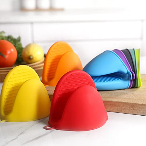 Acronde 2 Pairs Mini Oven Gloves Silicone Heat Resistant Cooking Pinch Mitts Potholder for Kitchen Cooking & Baking (Black and Grey) - Image 5