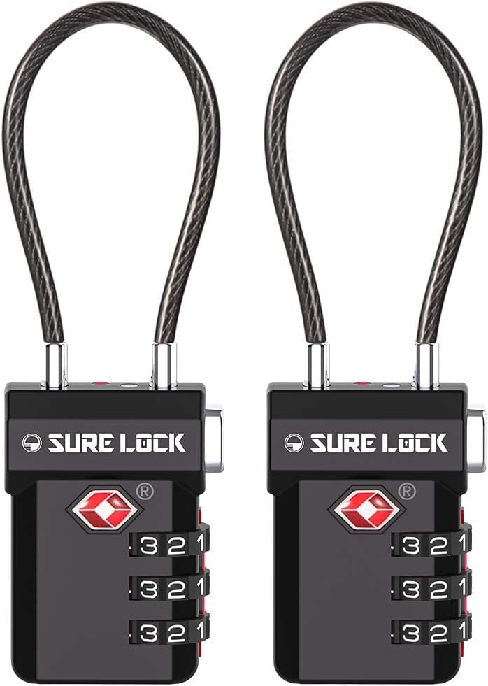 SURE LOCK TSA Approved 3-Digit Combination Luggage Locks – Open Alert Indicator, Re-settable Code with Zinc Alloy Body, Easy-Read Dials for Suitcase, Backpack, Gym Locker & Toolbox (Multiple Colors) - Image 1