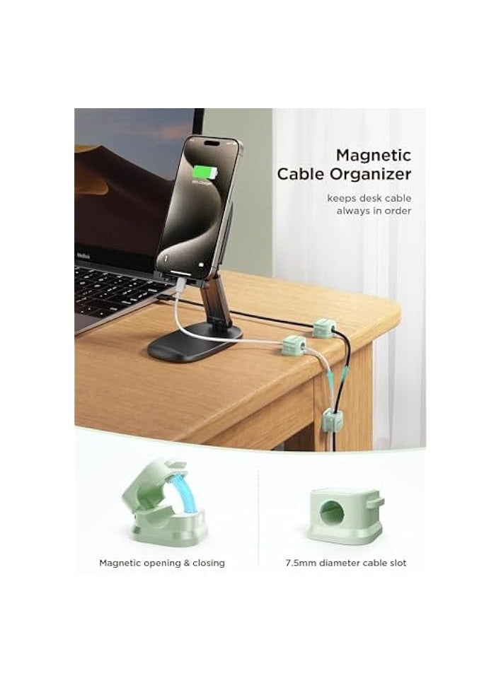 KASTWAVE Magnetic Cord Organizer Holder, 6 Pack Desk Cable Clips Management, Hide Phone Charging Cable Keeper, Strong Adhesive Wire Charger Holder for Nightstand, Kitchen Appliances, Office Supplies - Image 2