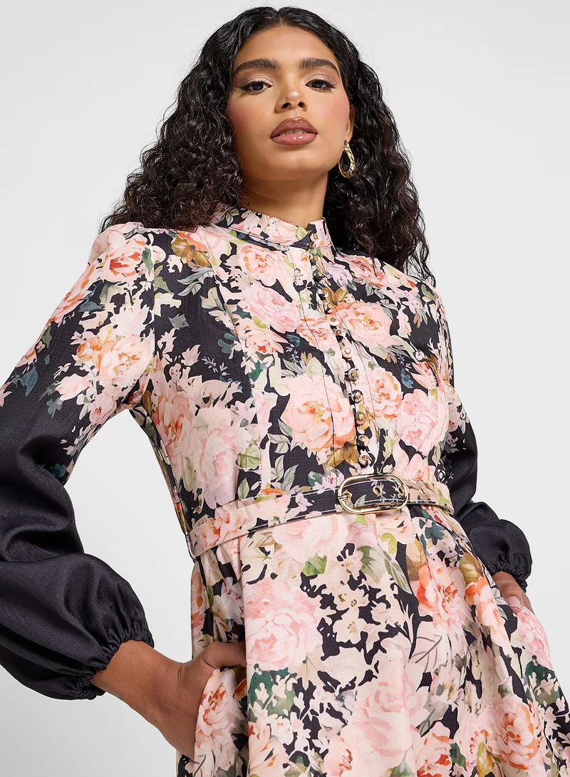ELLA Floral Print Midi Dress