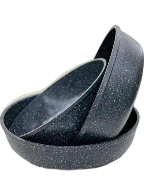 turkish granite oven tray set 5 mm thick very heavy excellent material 3 pieces size 28-30 - 32 cm black color