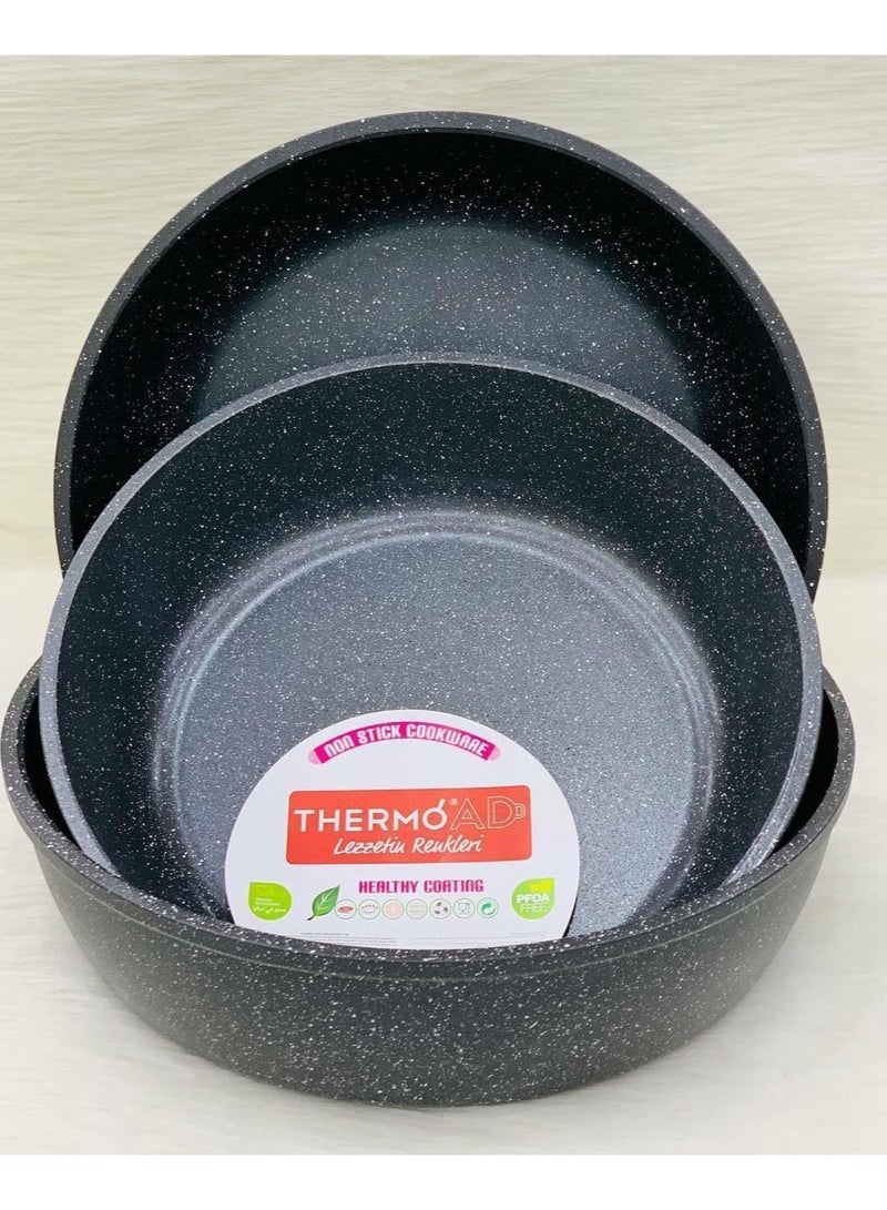 ثيرمو آد طقم صينية فرن جرانيت تركي سمك 5 مللي تقيله جدا تدليك خامة ممتازة 3 قطع مقاس 28-30 - 32 سم لون اسود - Image 2