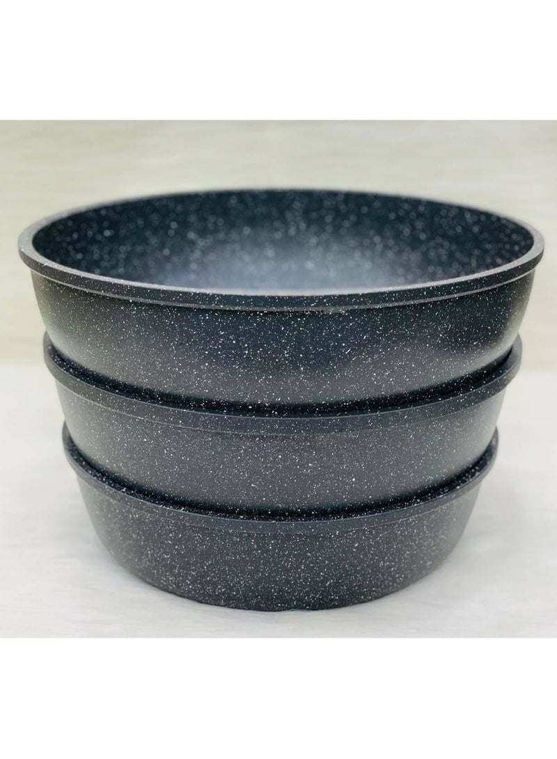 ثيرمو آد طقم صينية فرن جرانيت تركي سمك 5 مللي تقيله جدا تدليك خامة ممتازة 3 قطع مقاس 28-30 - 32 سم لون اسود - Image 3