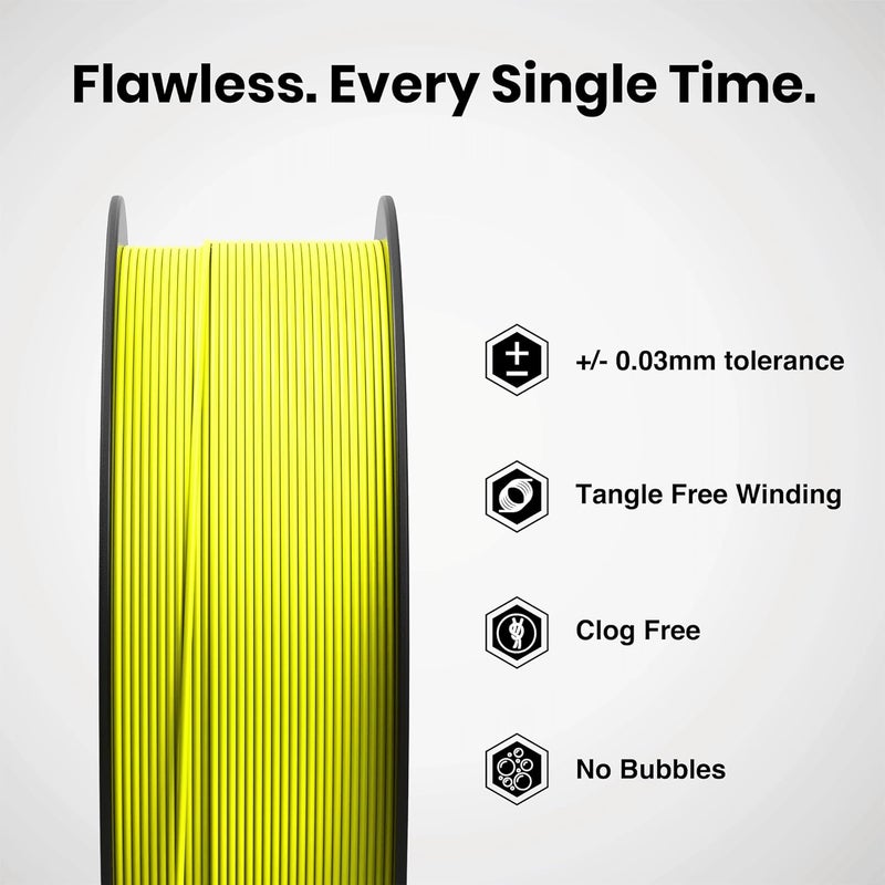 NUMAKERS PLA+ 3D Printer Filament, 1.75mm, Dimensional Accuracy +/- 0.03 mm, 1 kg Spool (2.2 lbs), Compatible with Most FDM Printers (Fluorescent Yellow) - Image 3