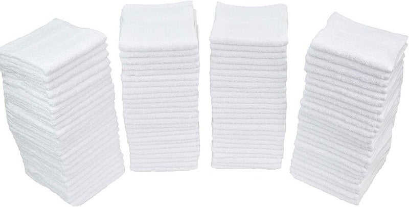 Simpli-Magic 79428 Cotton Washcloths, Pack of 100, 12ââ‚¬Â x 12ââ‚¬Â, White - Image 1
