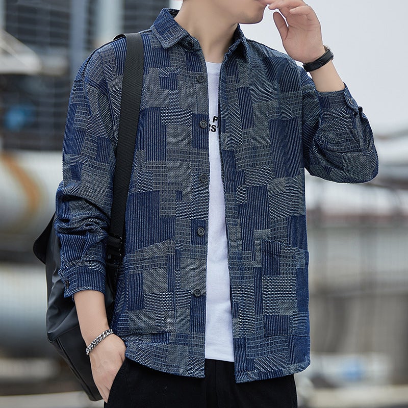 Thin Plus Size Denim Shirt Men'S Workwear Long-Sleeved Shirt Loose Plus Size Large Size Casual Jacket - Image 3