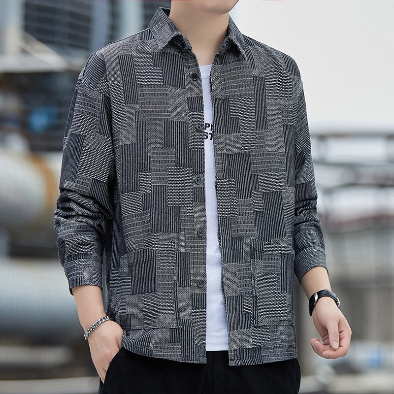 Thin Plus Size Denim Shirt Men'S Workwear Long-Sleeved Shirt Loose Plus Size Large Size Casual Jacket - Image 4