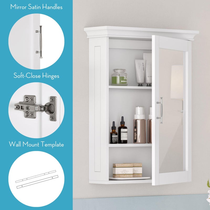 RiverRidge Somerset Wall Cabinet with Mirror Medicine Cabinet with Soft-Close Hinges & Adjustable Shelf Bathroom Mirror with Storage Shelves - Image 2