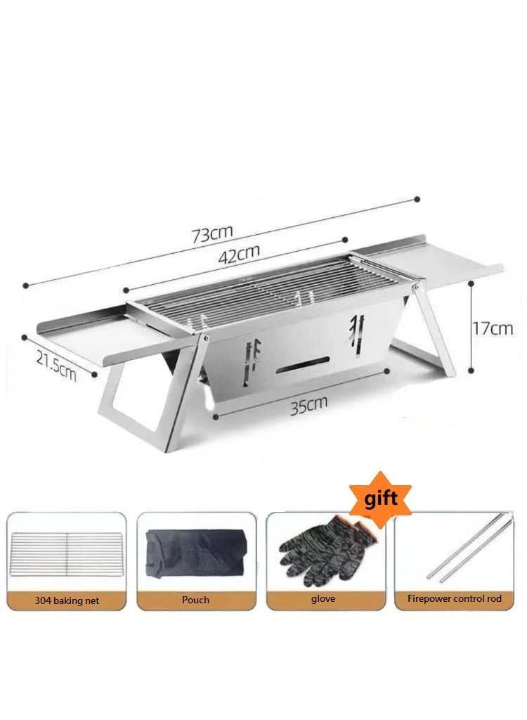 Portable barbecue grill, stainless steel barbecue grill, 3 adjustable height oversized outdoor barbecue grills, detachable charcoal grill with bracket, used for garden picnicking, outdoor camping and cooking  - Image 1