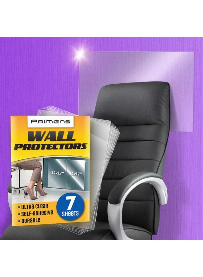 Primens Wall Protector Sheets for Painted Wall. Clear Plastic Adhesive Film Stickers for Kitchen & Office from Oil Backsplash, Trash, Chair Back, Furniture, Scuff. Door Guards Shield Dog, Contact Paper - Image 1