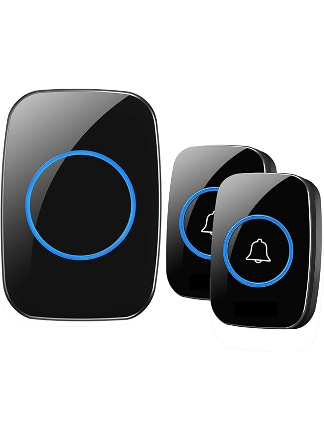 promass Wireless Doorbell Kit,Waterproof Door Bell Kit,Plug-in Receiver,Distinguish front and rear doors,Over 1000 feet Range and 60 Chime,5 Levels Volume and LED Flash,for Home Office Classroom (Black) - Image 1