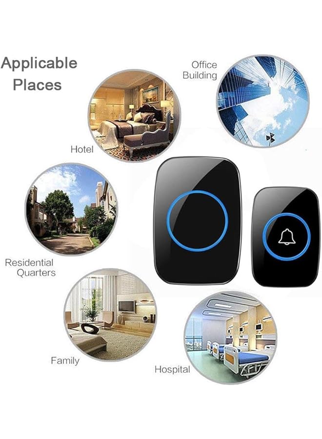 promass Wireless Doorbell Kit,Waterproof Door Bell Kit,Plug-in Receiver,Distinguish front and rear doors,Over 1000 feet Range and 60 Chime,5 Levels Volume and LED Flash,for Home Office Classroom (Black) - Image 5