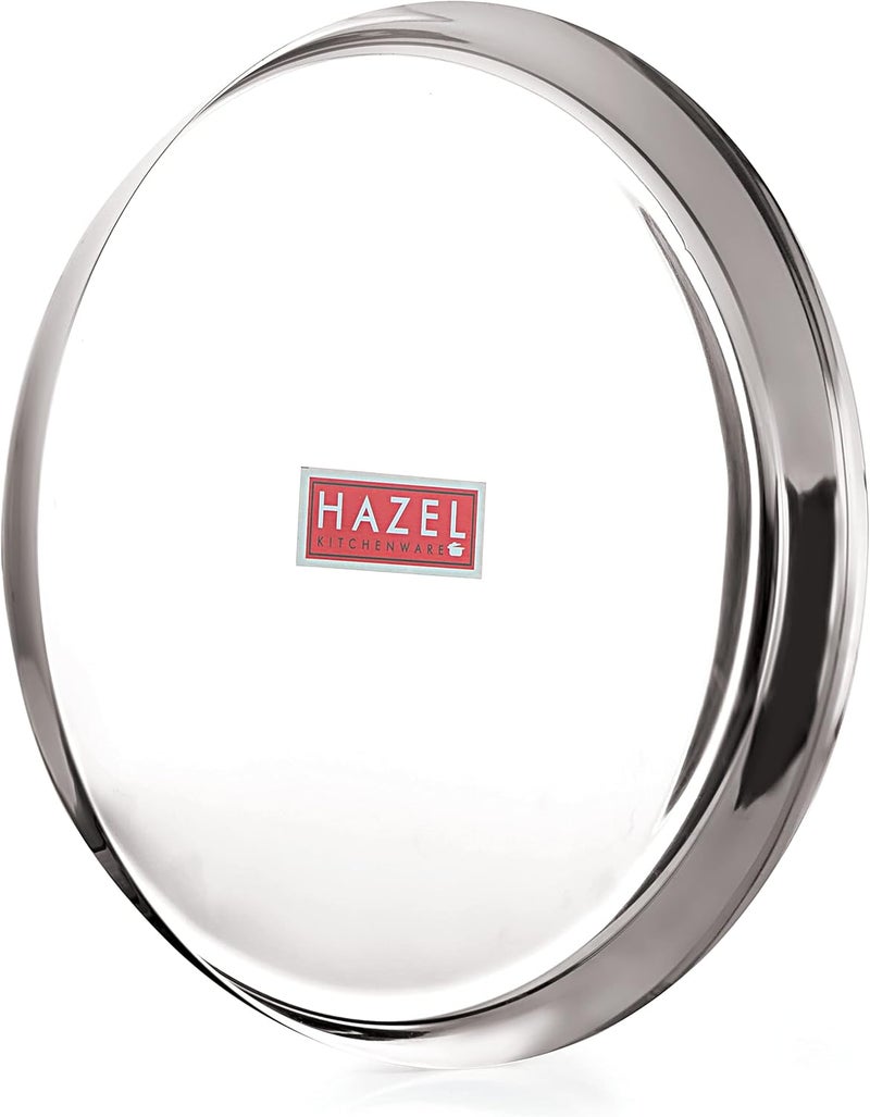 Hazel Stainless Steel Dinner Plates Set of 6  Unbreakable Mirror Finish Thali for Indian Dining  Premium Quality Steel Plates for Meals Serving Camping  Outdoor Use  Dishwasher Safe - Image 5
