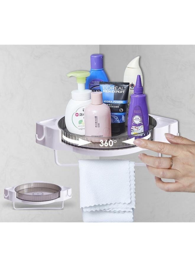 Eoptify Corner Shower Caddy with 360° Rotate Strong Adhesive, 2 Hooks & Towel Bar, Drill-Free Removable Wall-Mounted Organizer for Bathroom & Kitchen Storage  - Image 5
