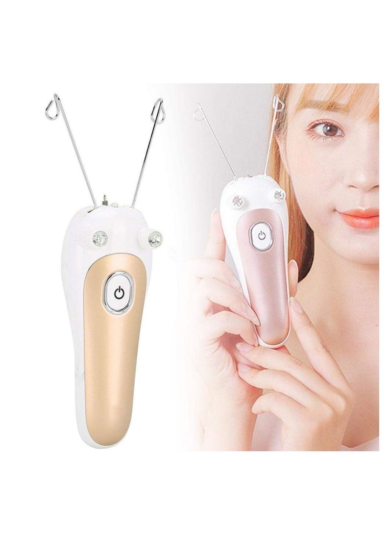 Electric Facial Hair Remover for Women, SYOSI Threading Epilator,Face Massager Pull Faces Delicate Device Depilation, Epilator Trimmer Ladies Removing Fuzz(Gold) - Image 1