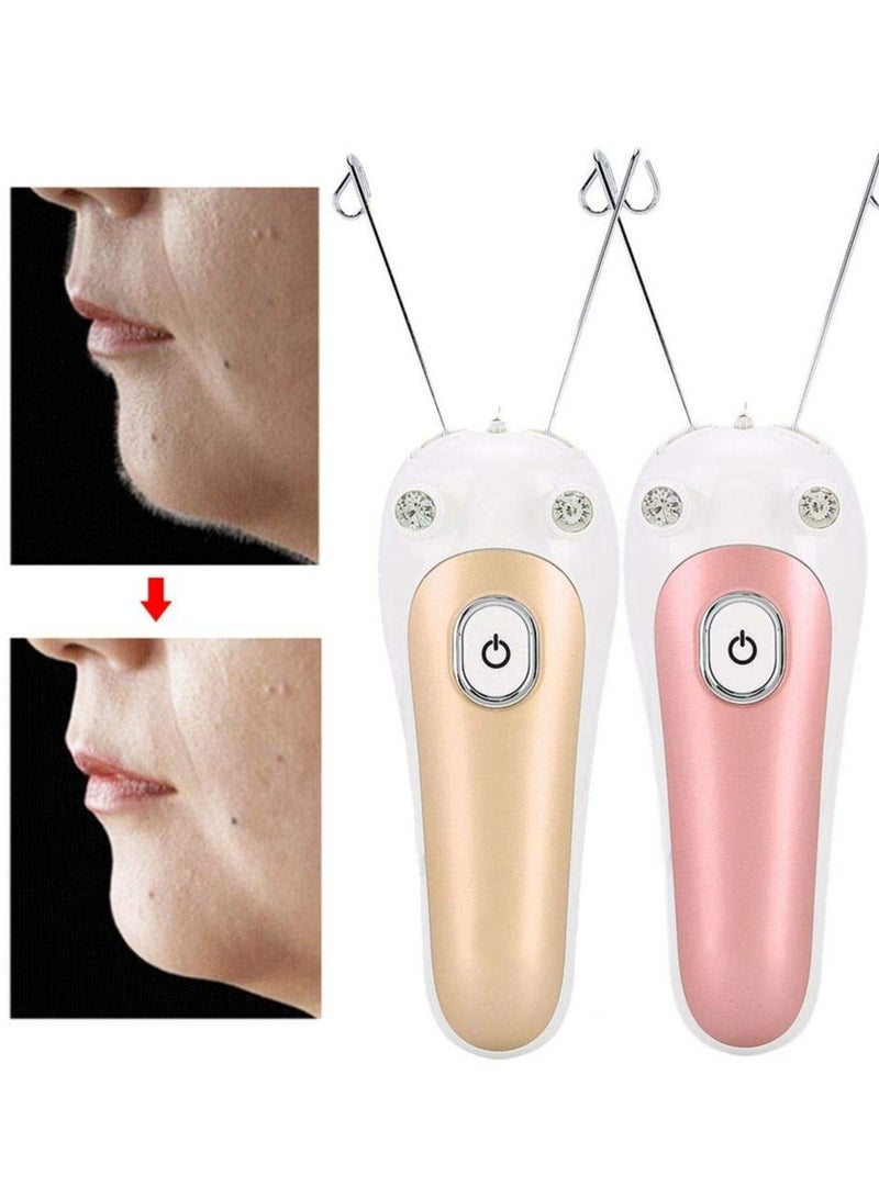 Electric Facial Hair Remover for Women, SYOSI Threading Epilator,Face Massager Pull Faces Delicate Device Depilation, Epilator Trimmer Ladies Removing Fuzz(Gold) - Image 2