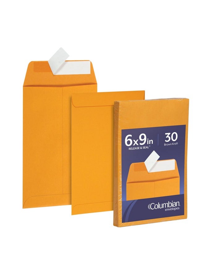 Columbian 6 X 9 Catalog Envelopes With Self Seal Closure 28 Lb Brown Kraft For Mailing Small Paper Photos & Greeting Cards 30 Per Pack (Colo403)  - Image 1