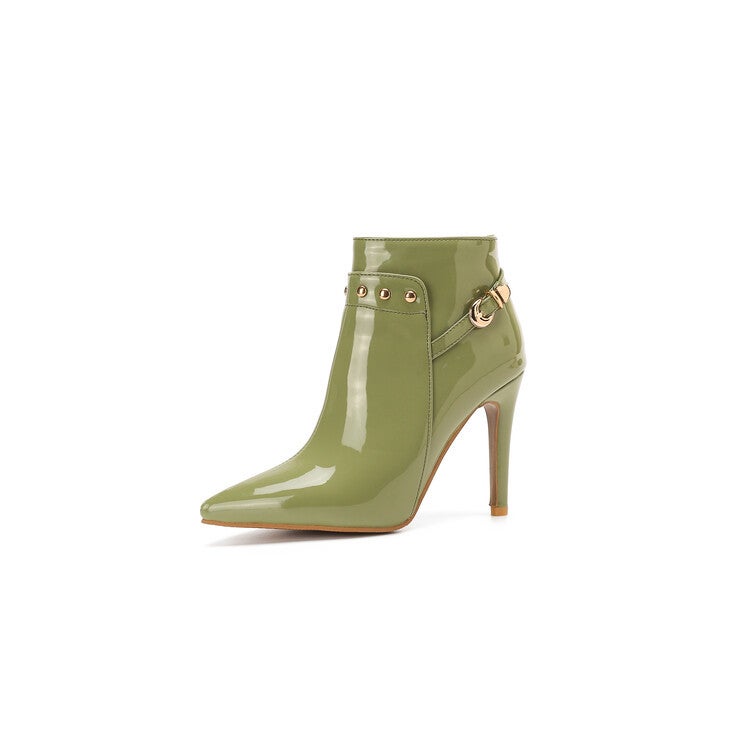 Dropshopping2022 New Fashion Stiletto Heel Pointed Toe Women'S Shoes 33-50 Metal Rivet Low Boots Tide - Image 1