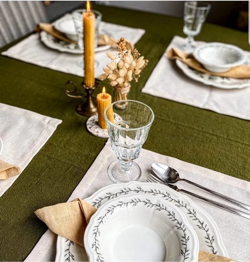 ويلستيل Texture | Set of 8 Organic Raw Linen Placemats 35x45cm