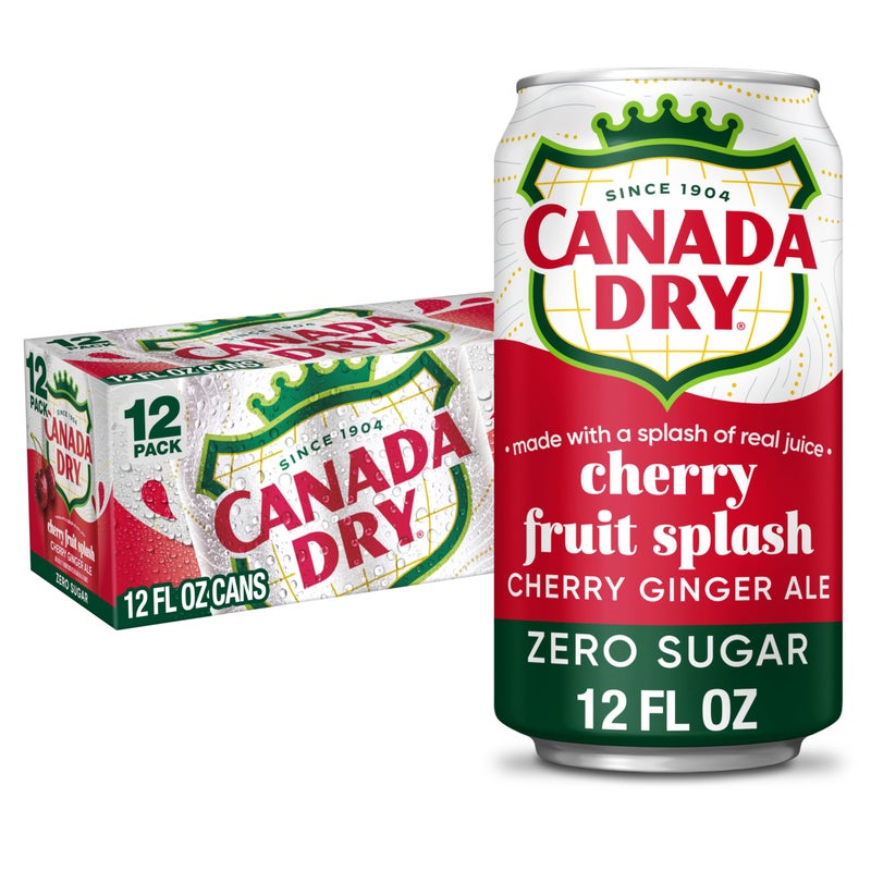 Canada Dry Zero Sugar Cherry Gingerale Fruit Splash 12oz Pack of 12 - Image 3