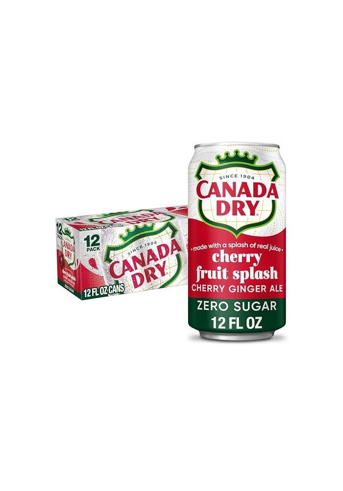 Canada Dry Zero Sugar Cherry Gingerale Fruit Splash 12oz Pack of 12 - Image 1