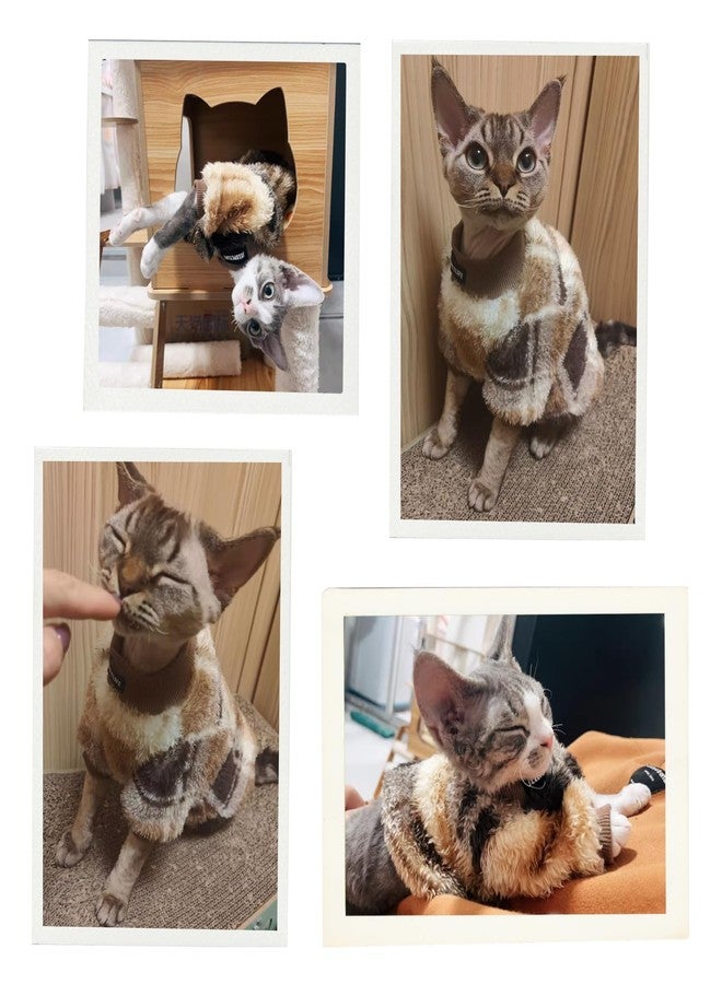 Urnat Cat Double-Sided Fleece Clothes, Soft Warm Winter Jumpsuit Sweater Shirt Clothing for Hairless Sphynx, Devon & All Indoor Kittens (Khaki,L) - Image 5