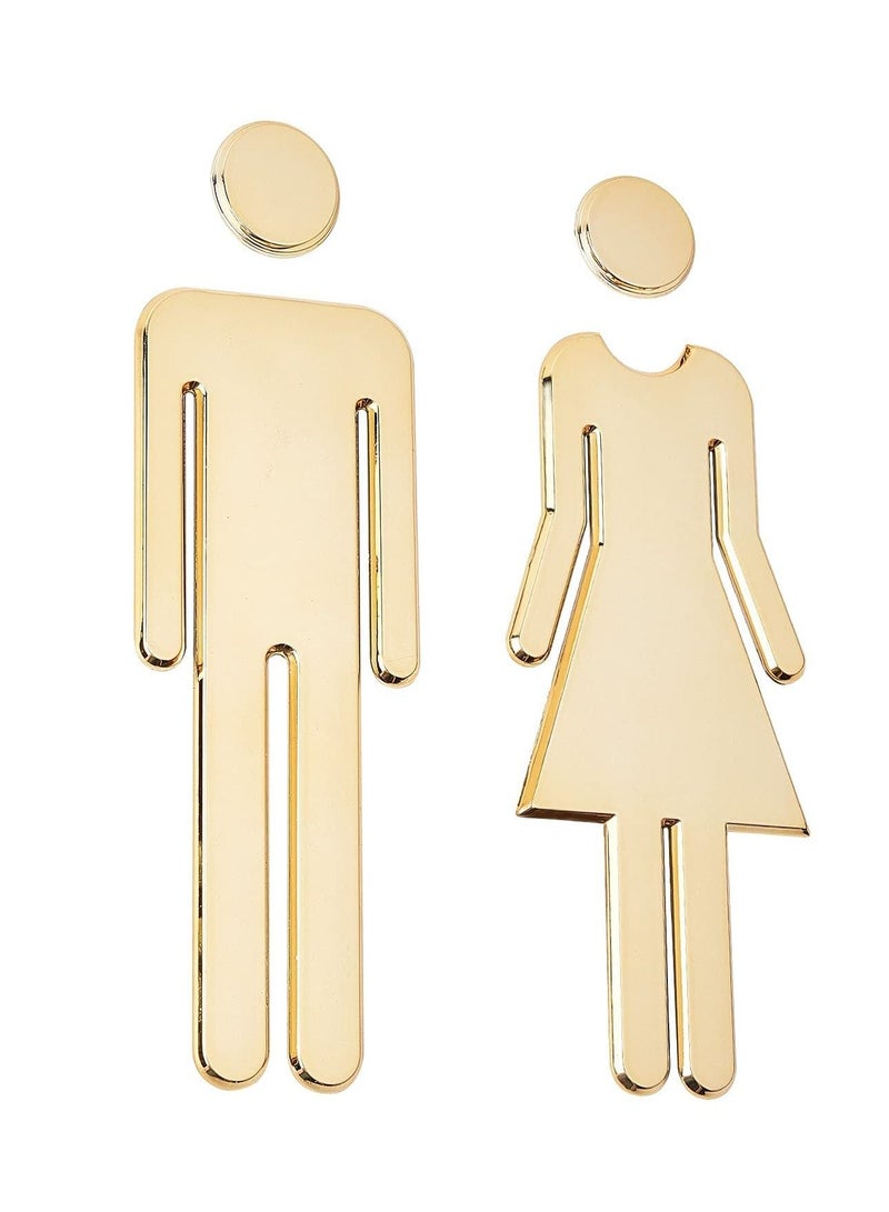 Toilet Signs Self Adhesive for Ladies and Gentlemen Washroom Door Signs Bathroom WC Door Boys and Girls Logo Signage Toilet Wall Label Stickers for Home Hotel Office Store Parking Restaurant (Gold) - Image 1