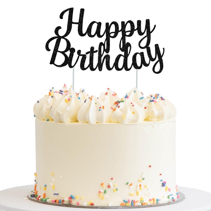 بيشيدا Beishida Black Happy Birthday Cake Topper عيد ميلاد سعيد كعكة عيد ميلاد ديكور ديكور عيد ميلاد زخرفة مستلزمات صور كشك الصور - Image 1