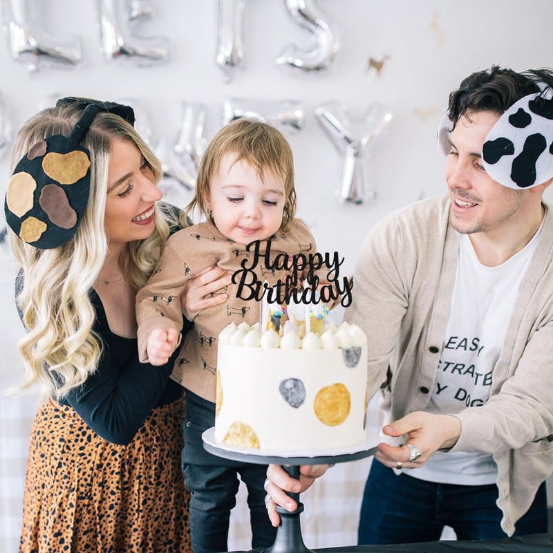 بيشيدا Beishida Black Happy Birthday Cake Topper عيد ميلاد سعيد كعكة عيد ميلاد ديكور ديكور عيد ميلاد زخرفة مستلزمات صور كشك الصور - Image 5