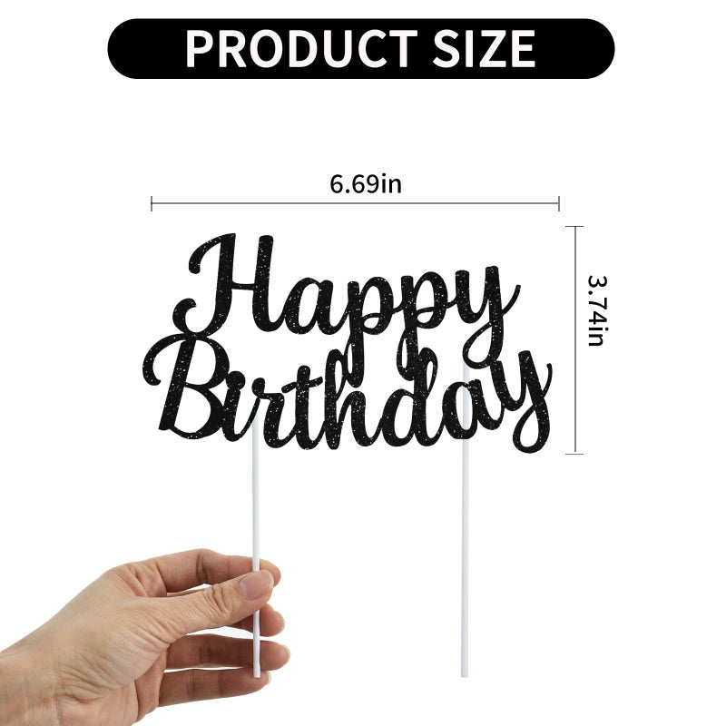 بيشيدا Beishida Black Happy Birthday Cake Topper عيد ميلاد سعيد كعكة عيد ميلاد ديكور ديكور عيد ميلاد زخرفة مستلزمات صور كشك الصور - Image 2
