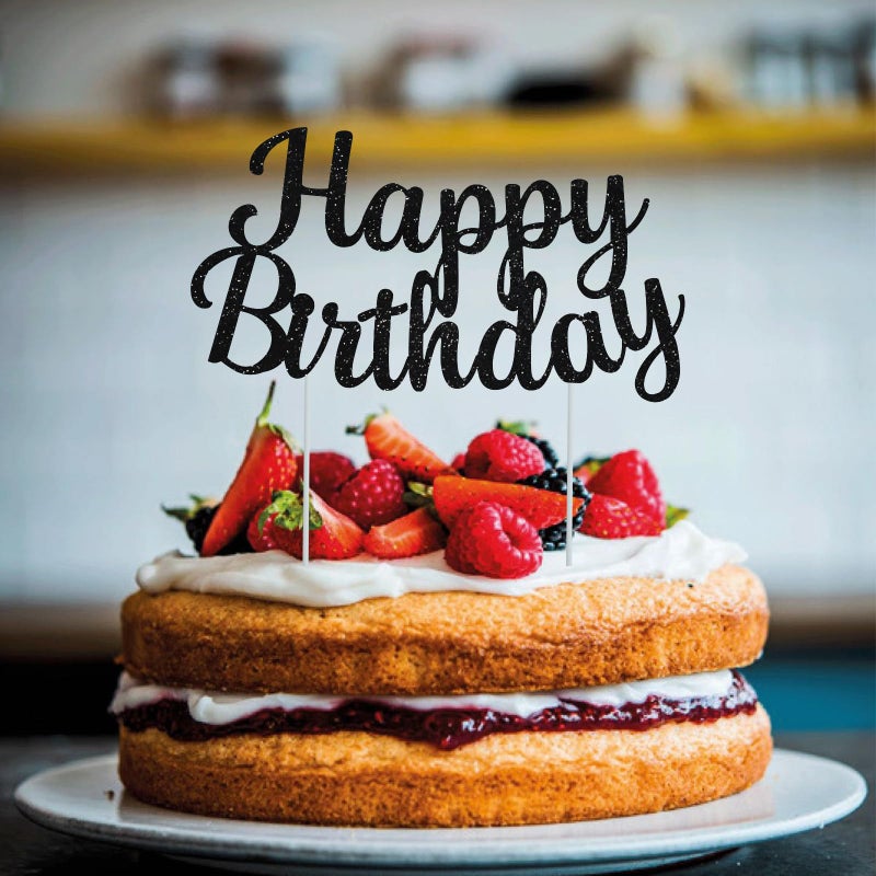 بيشيدا Beishida Black Happy Birthday Cake Topper عيد ميلاد سعيد كعكة عيد ميلاد ديكور ديكور عيد ميلاد زخرفة مستلزمات صور كشك الصور - Image 3