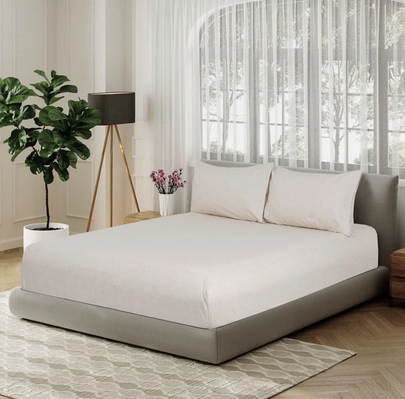 DWELL 200 Thread Count Printed Jasper Fitted Sheet Set - Reverse