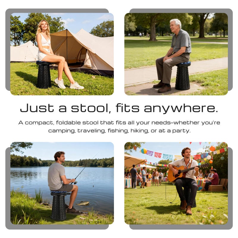 KOKSRY Upgraded 18-Inch Collapsible Stool with Cushion, 800lbs Capacity, Heavy Duty Yet Lightweight, Taller Portable Retractable Folding Stool for Adults for Camping, Fishing, Hiking, Travel, BBQ - Image 2