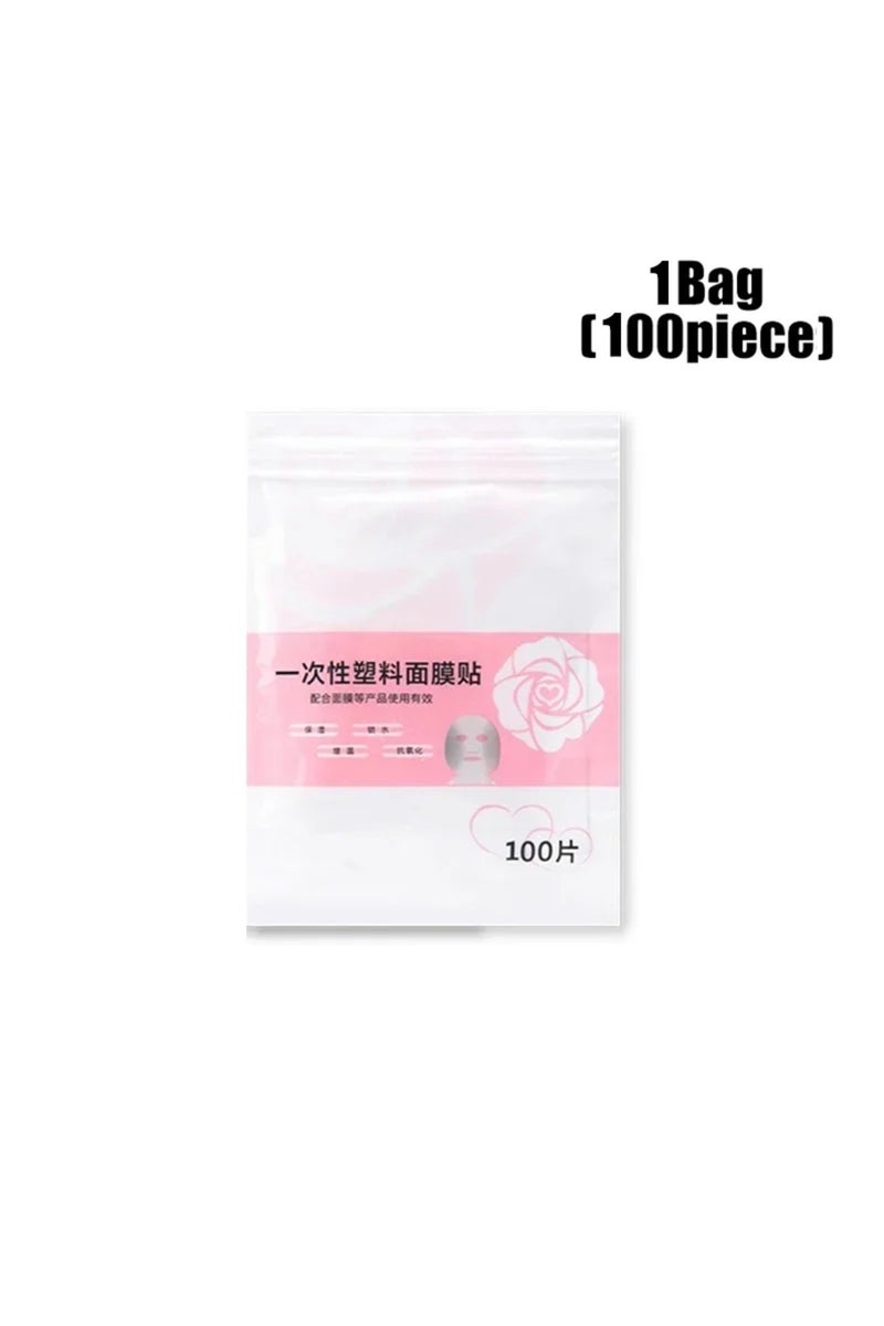 100pcs Disposable Plastic Film Full Face Cleaner Mask Neck Stickers Paper Transparent Mas