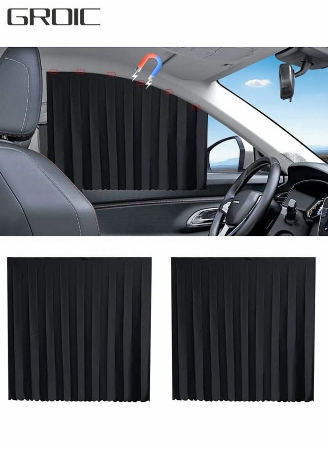 GROIC - Car Window Shades,2 Pcs Car Curtains Window Covers Interior Full Priavcy Protection, Car Front Window Sun Shades,Privacy Magnetic Black Covers Car Curtains,Car Interior - Image 1