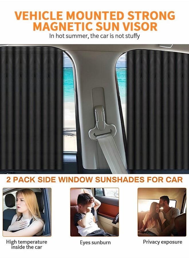 GROIC - Car Window Shades,2 Pcs Car Curtains Window Covers Interior Full Priavcy Protection, Car Front Window Sun Shades,Privacy Magnetic Black Covers Car Curtains,Car Interior - Image 1